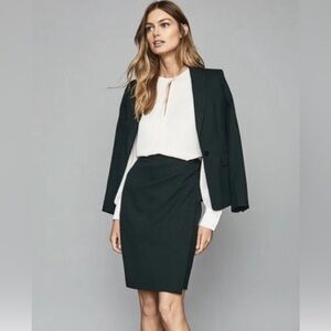 Reiss Bottle Green Tailored Skirt Faux Wrap